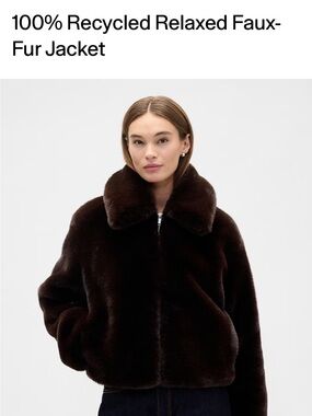 GAP Faux Fur Jacket in Dark Brown NWOT Size L